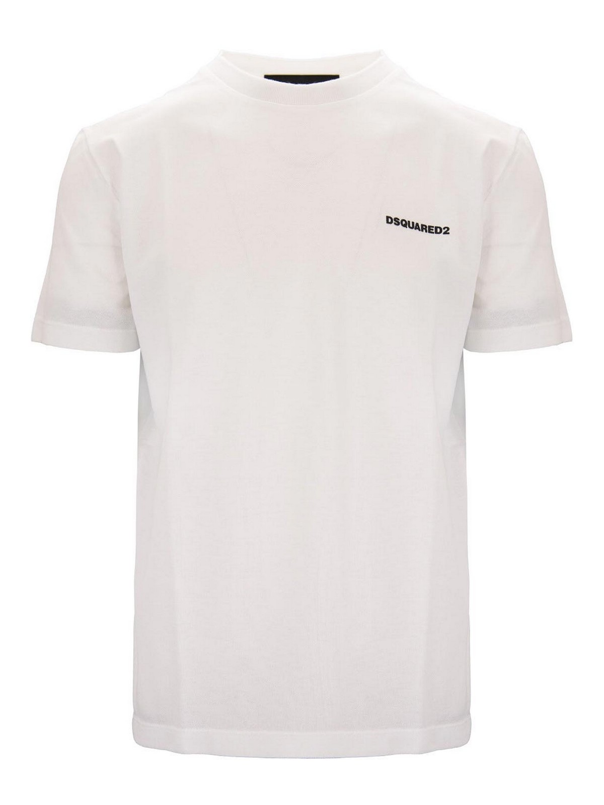 White T-shirt With Lettering Logo Printed On The Chest In Cotton Man