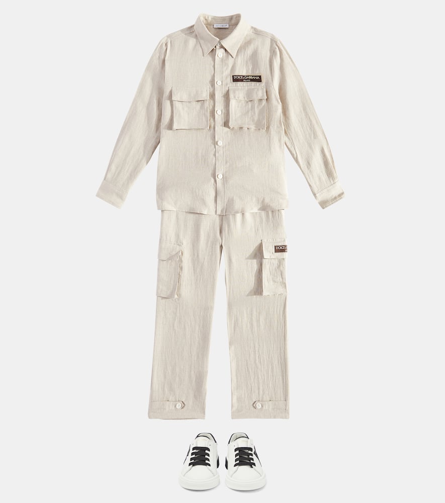 Logo linen cargo pants