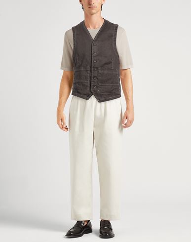 Patrizio Piscaglia Man Tailored Vest Dark brown Size 44 Hemp, Cotton, Elastane