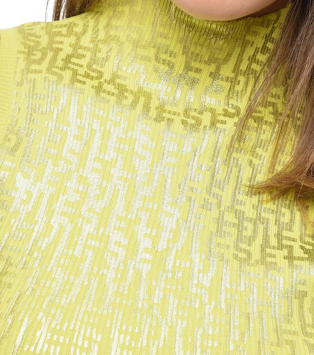 Yellow Logo Turtle Neck Top