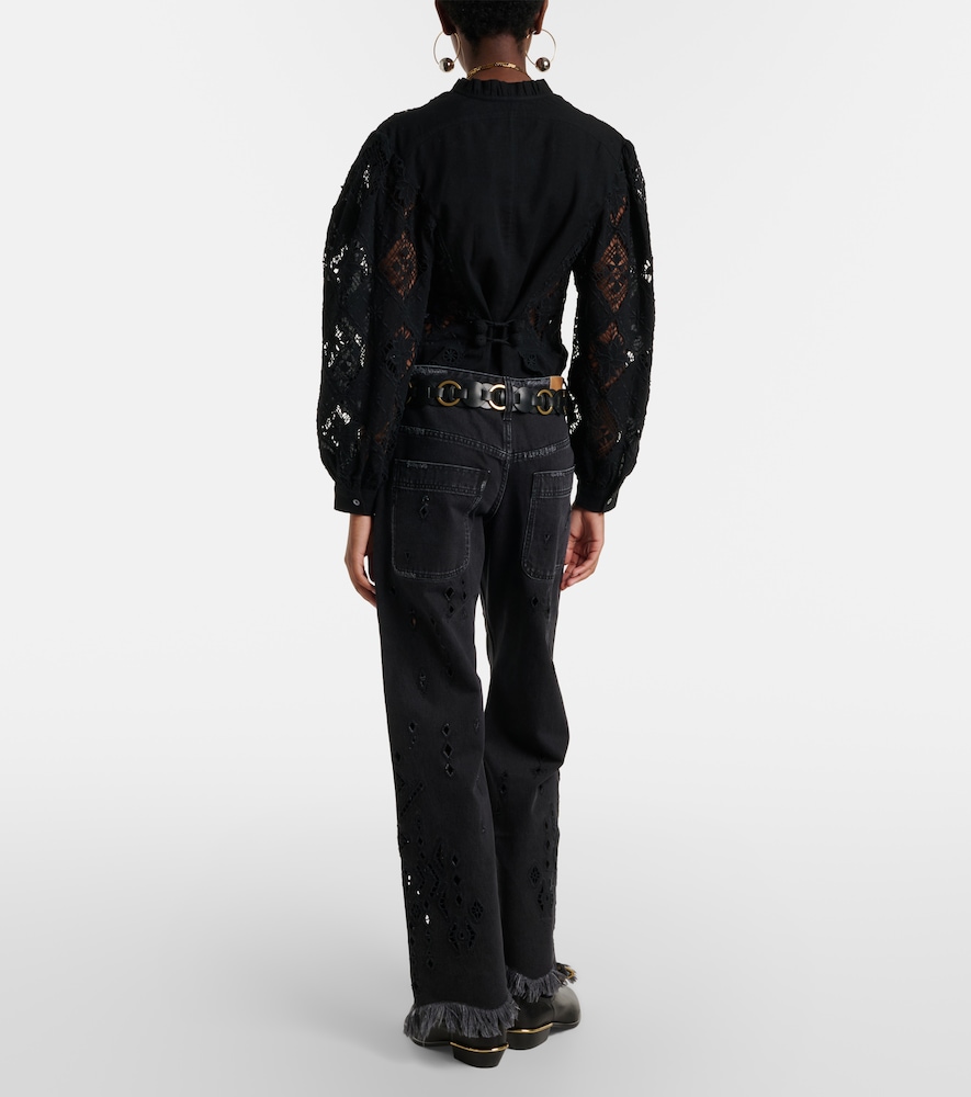 Amia broderie anglaise flared jeans