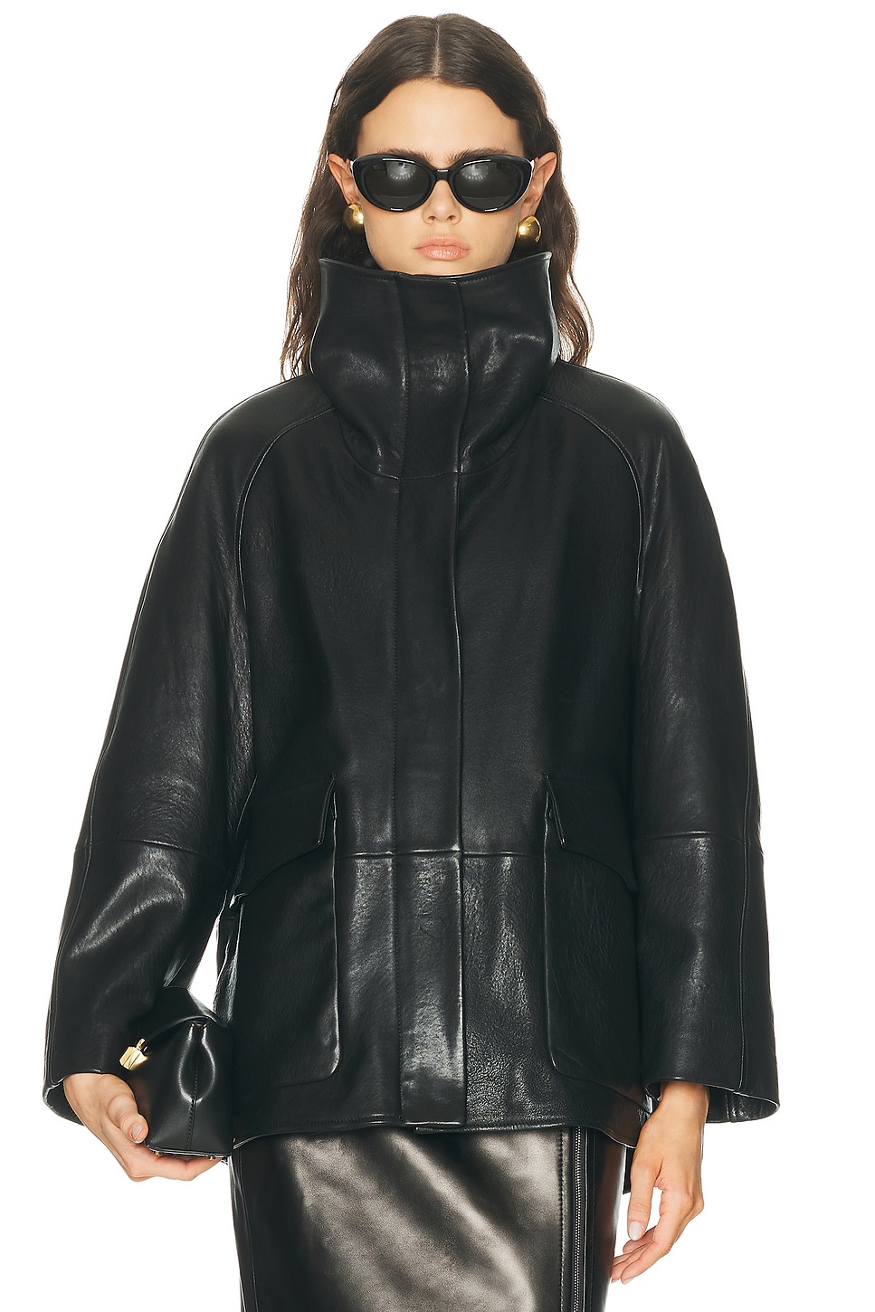 NOUR HAMMOUR Ansel Leather Jacket in Black - Black. L also in M