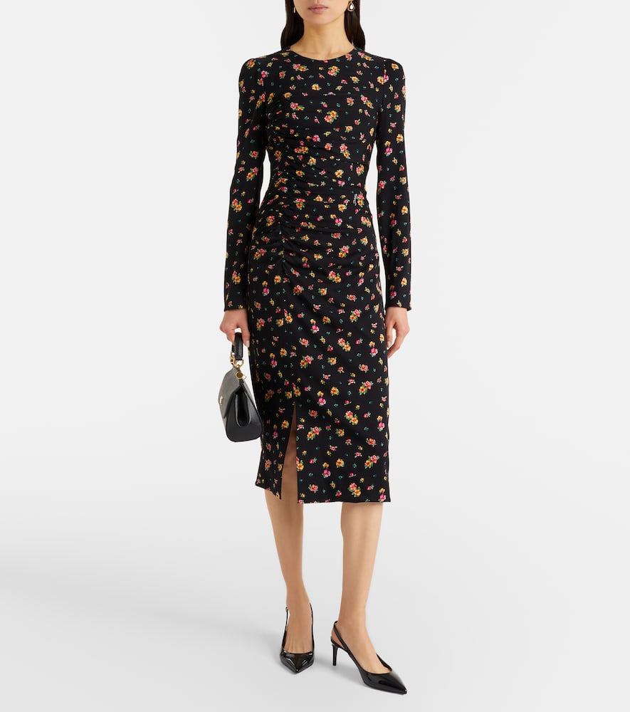 Floral silk-blend midi dress