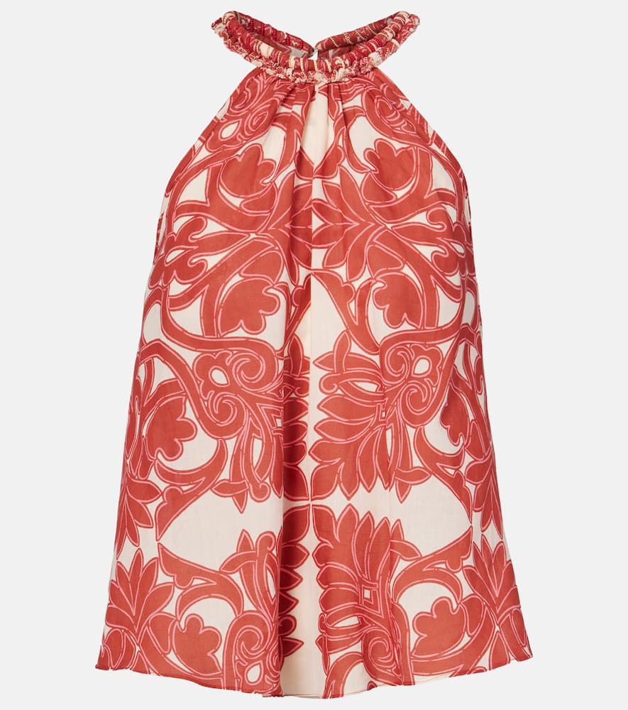 Noreen printed halterneck cotton top