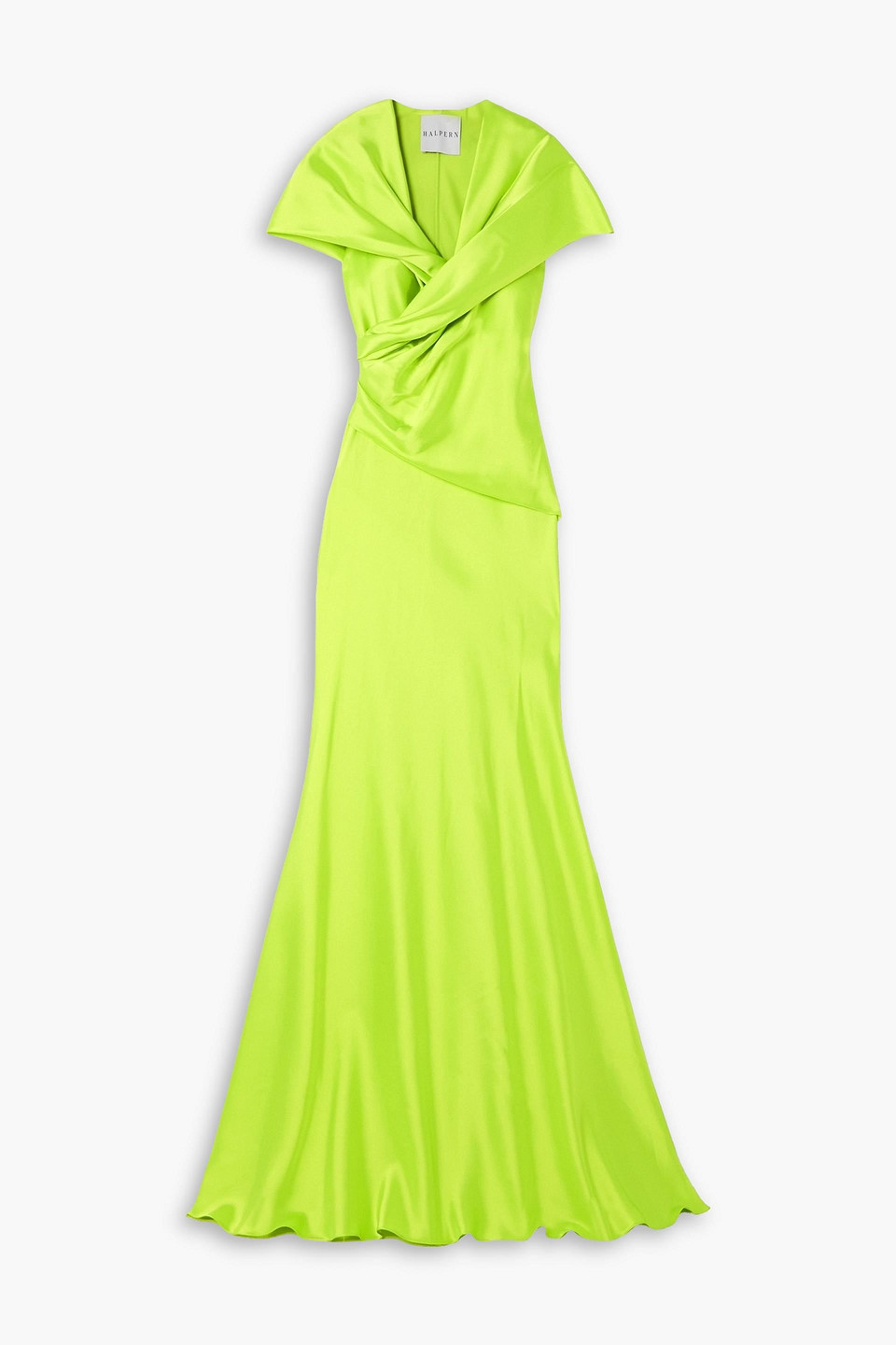 Twisted draped satin gown