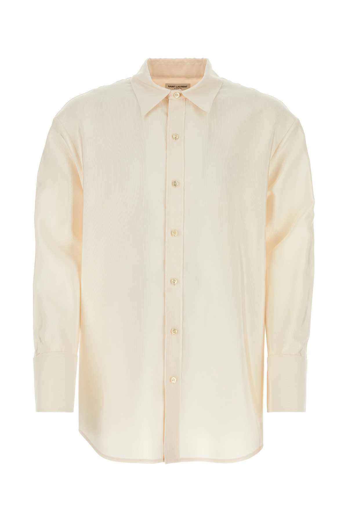 Acetate-Wool Blend Shirt — Beige