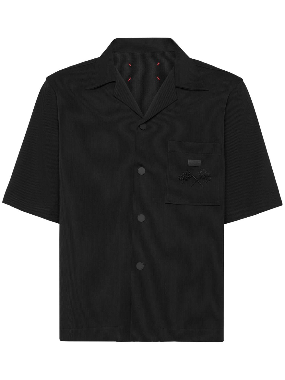 Ribbed bowling shirt - Black
