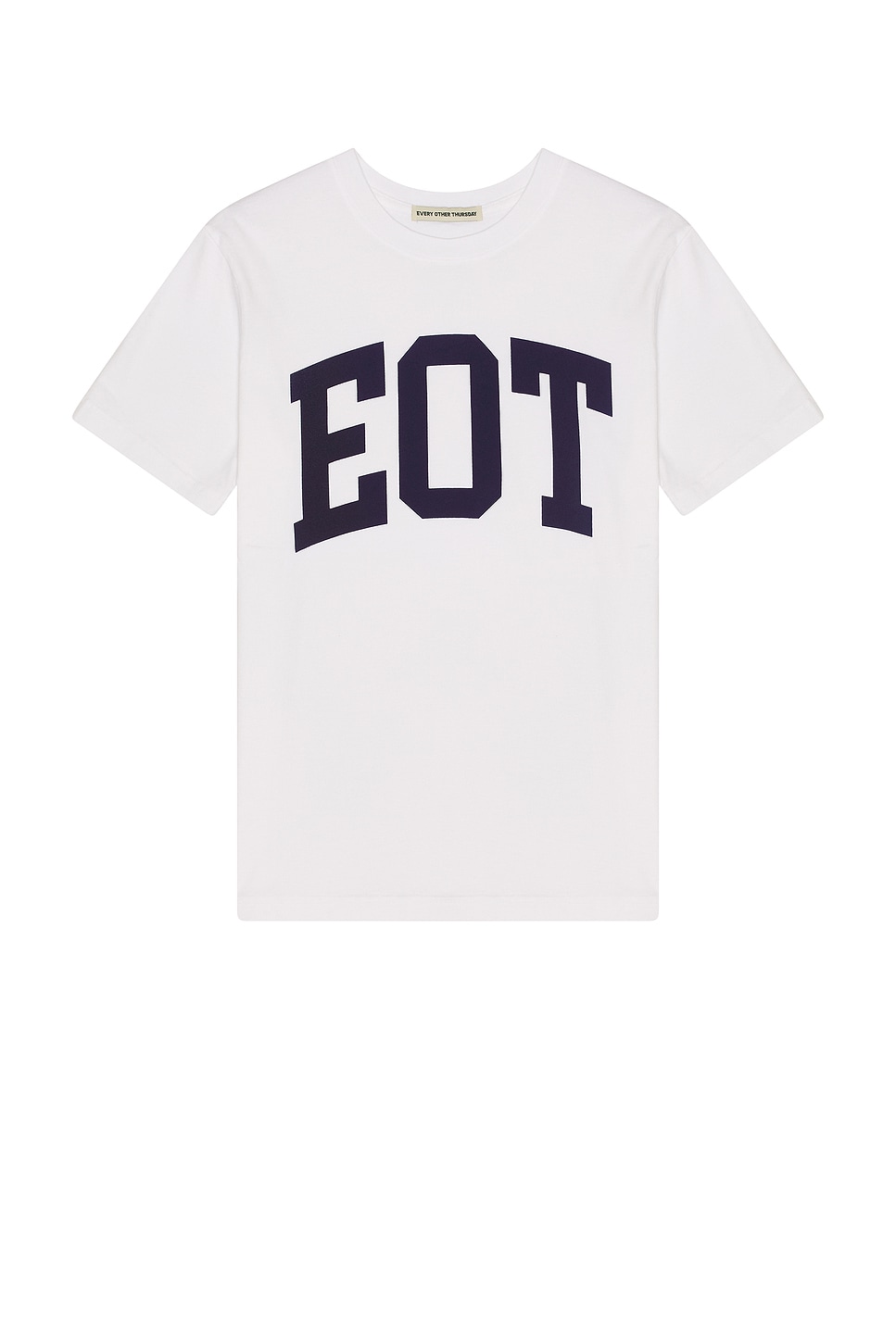 Every Other Thursday Garment Dyed Collegiate Logo Tee in White - White.  XL/1X also in L