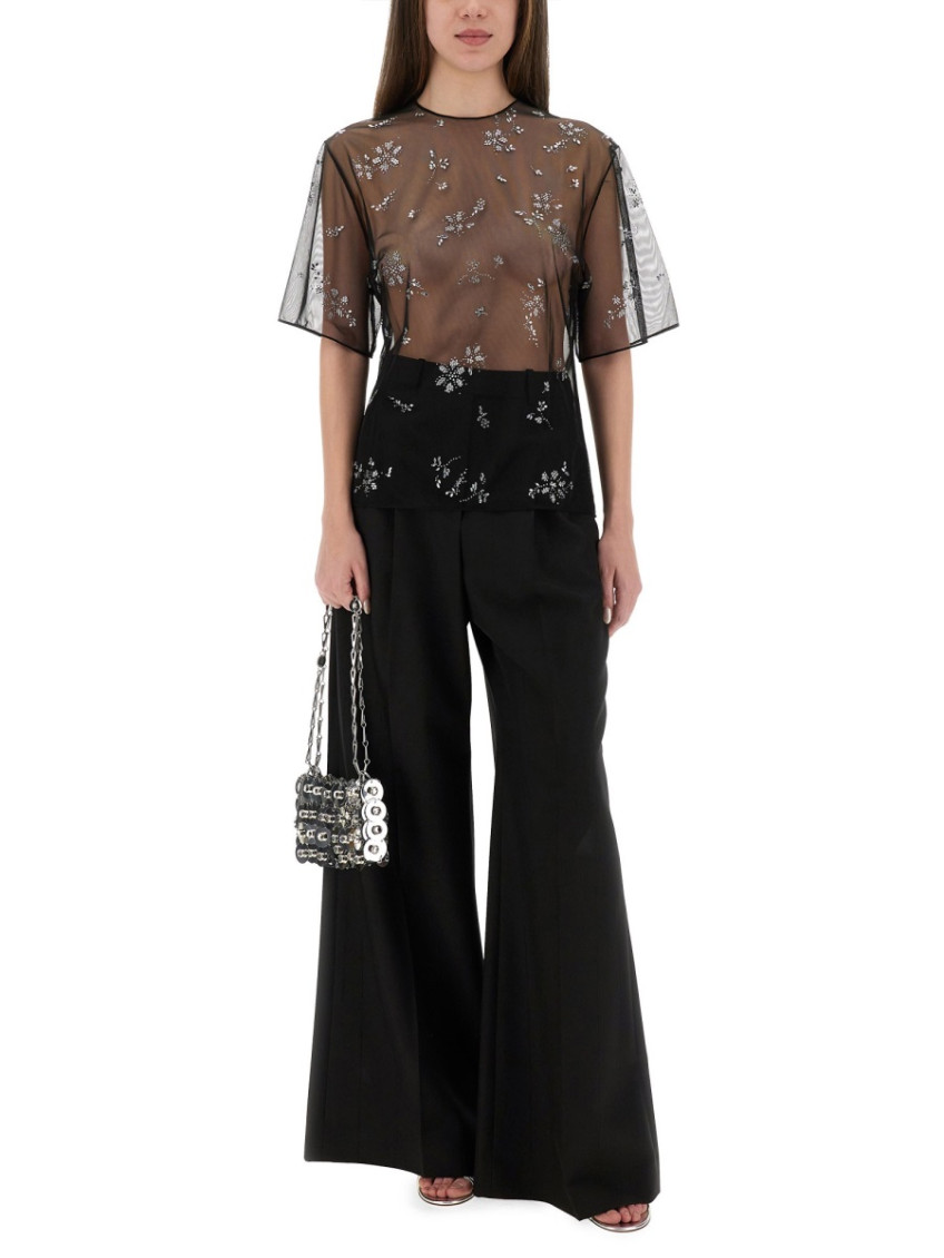 Black Embellished Round Neck Top
