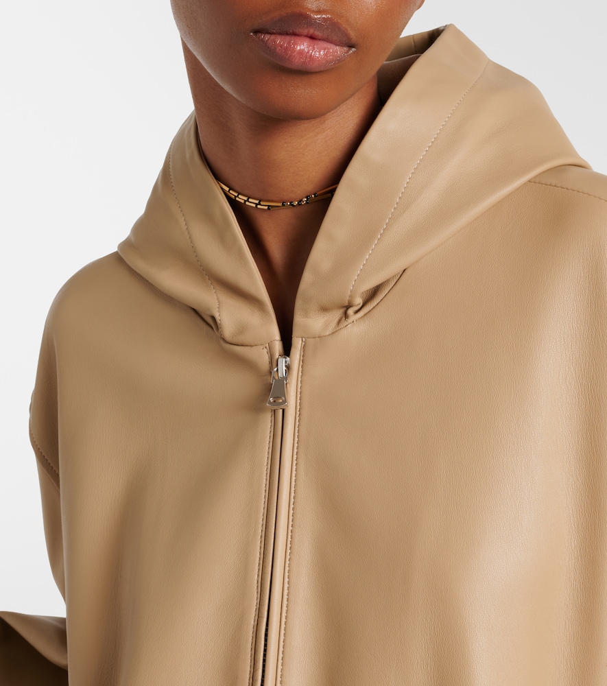 Leo leather zip-up hoodie
