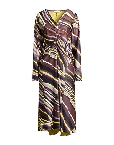 Malìparmi Woman Midi dress Chocolate brown Size 14 Polyester, Elastane