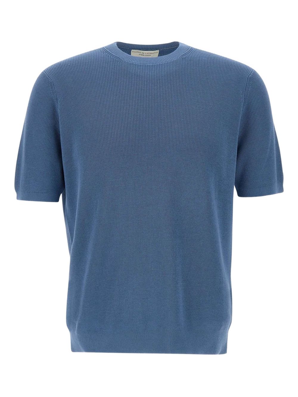 Short-sleeve ribbed-knit sweater - Blue