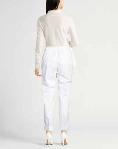 Easy Woman Pants White Size 0 Cotton, Elastane