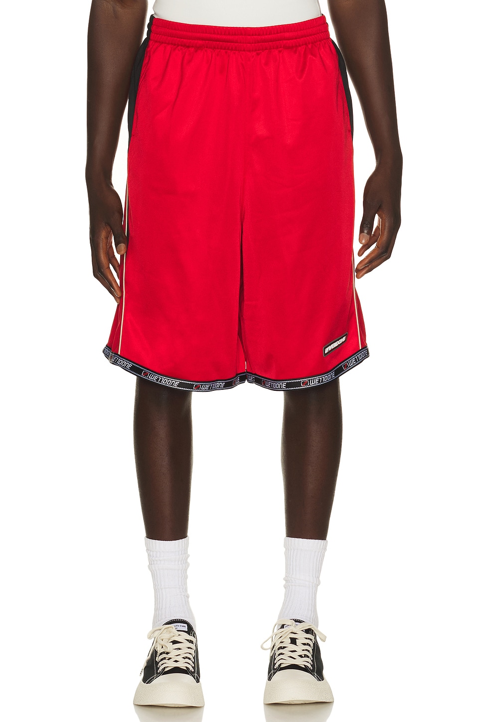 WE11DONE Sporty Football Jersey Shorts in Red - Red,Black. S also in M, L, XL/1X