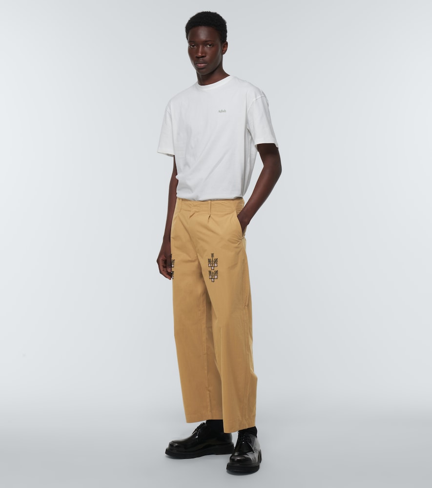 Qrunful embroidered cotton ripstop pants