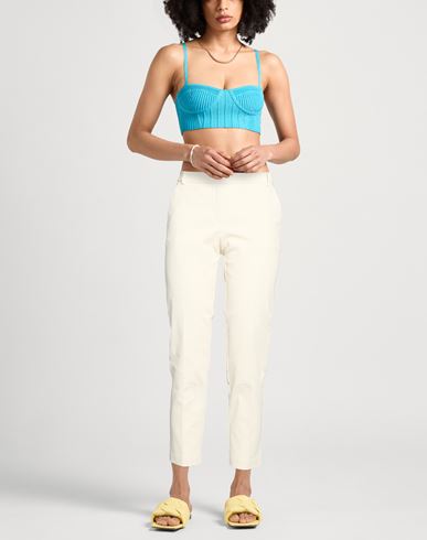 Woman Pants Off white Size 6 Cotton, Elastane