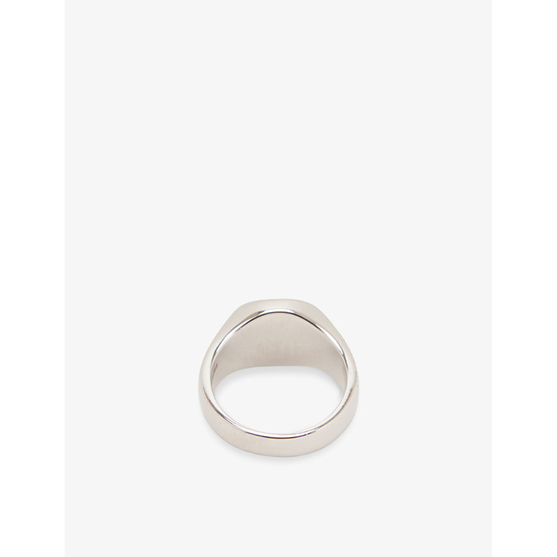 Mens Signet Polished Sterling-Silver Ring