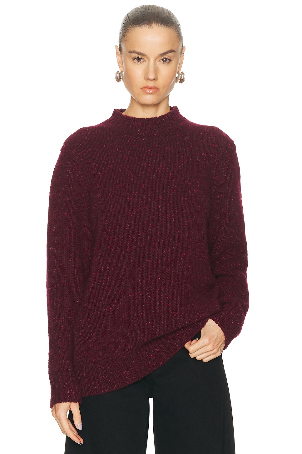 Gabriela Hearst Alfie Sweater in Bordeaux & Fuchsia - Burgundy. L also in XS