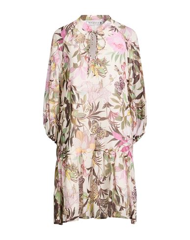 Woman Mini dress White Size 10 Cotton, Silk