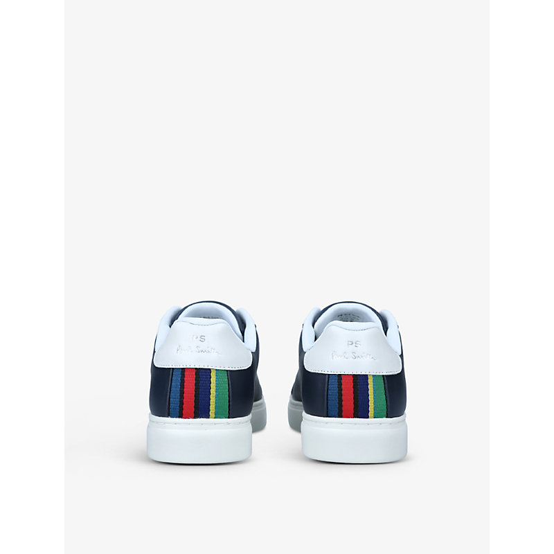 Mens Navy Rex Stripe Leather Trainers
