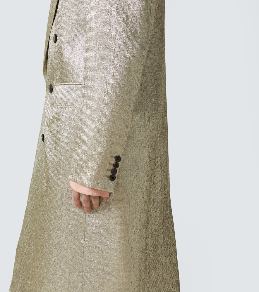 Double-breasted lamé coat