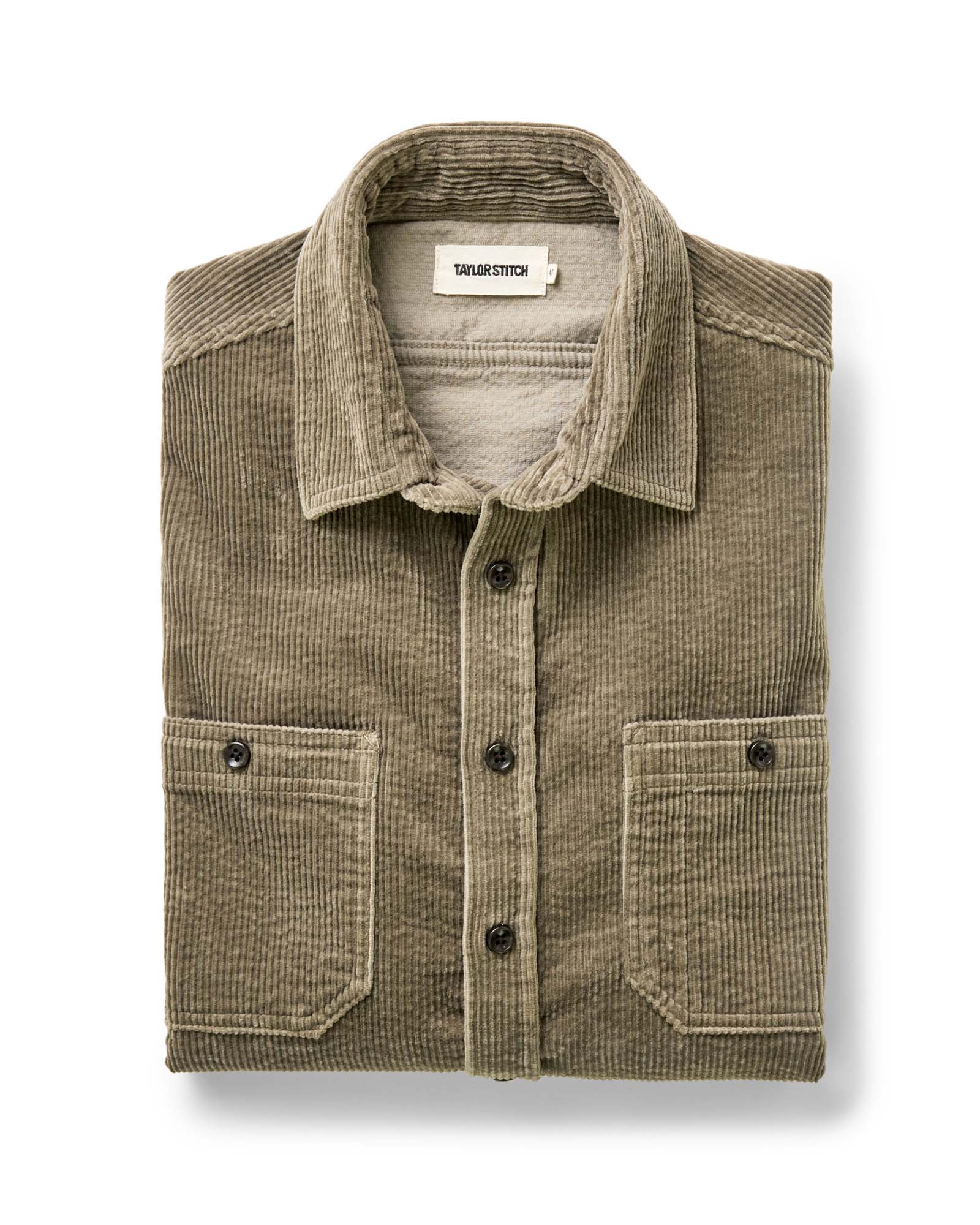 Men's Organic Cotton Utility Shirt in Fatigue Olive Corduroy