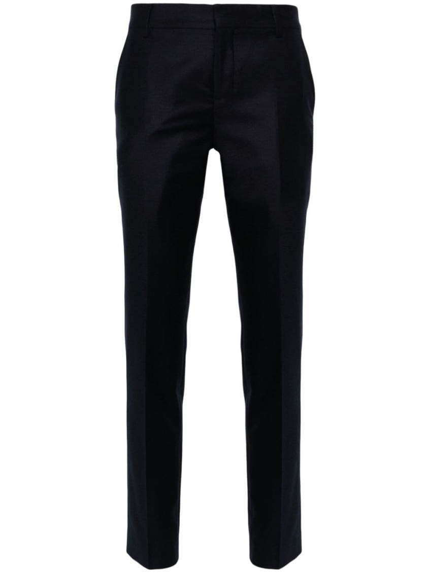 Navy Blue mid-rise tailored trousers