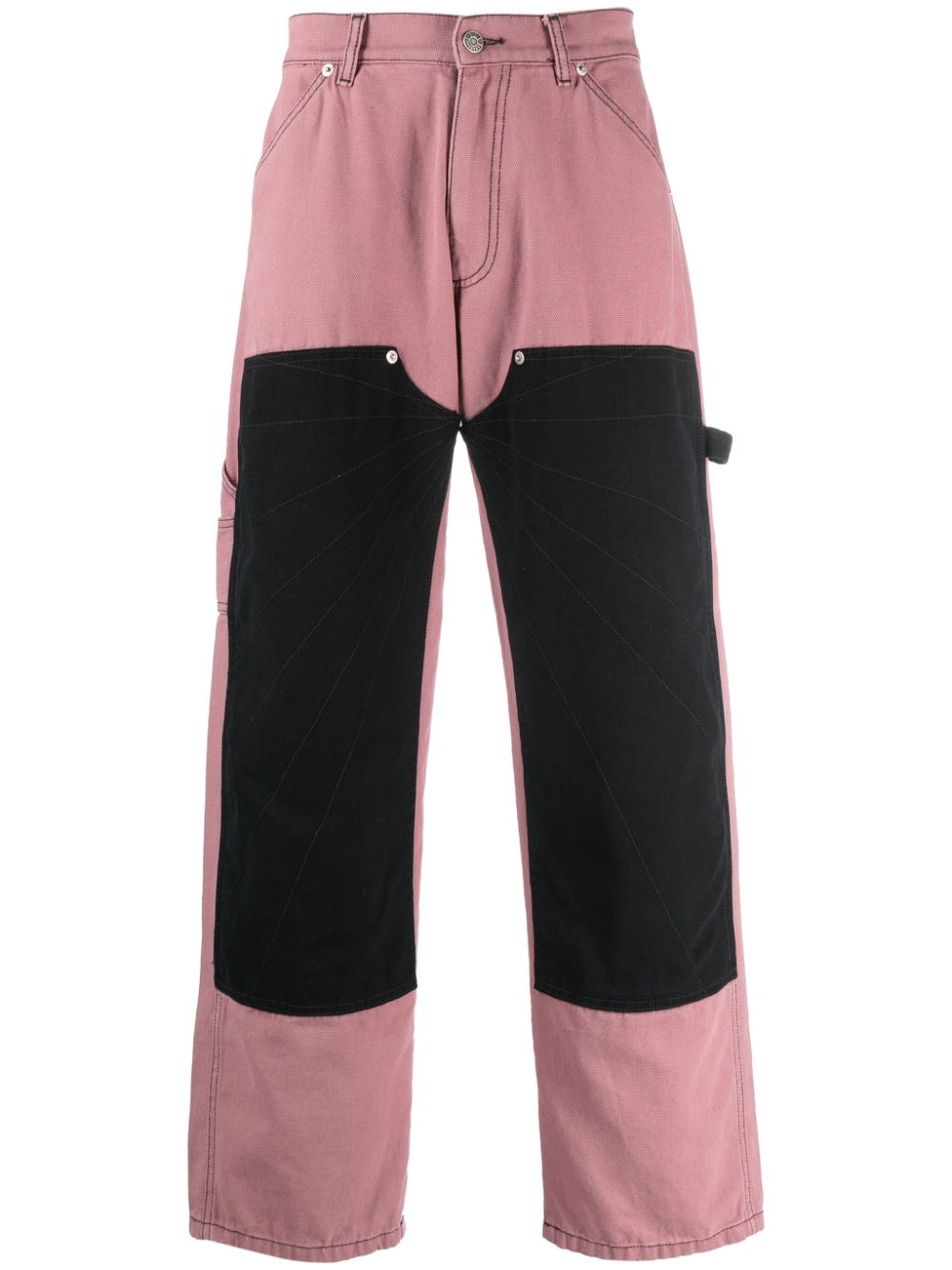 Mid-rise panelled cotton trousers - Pink