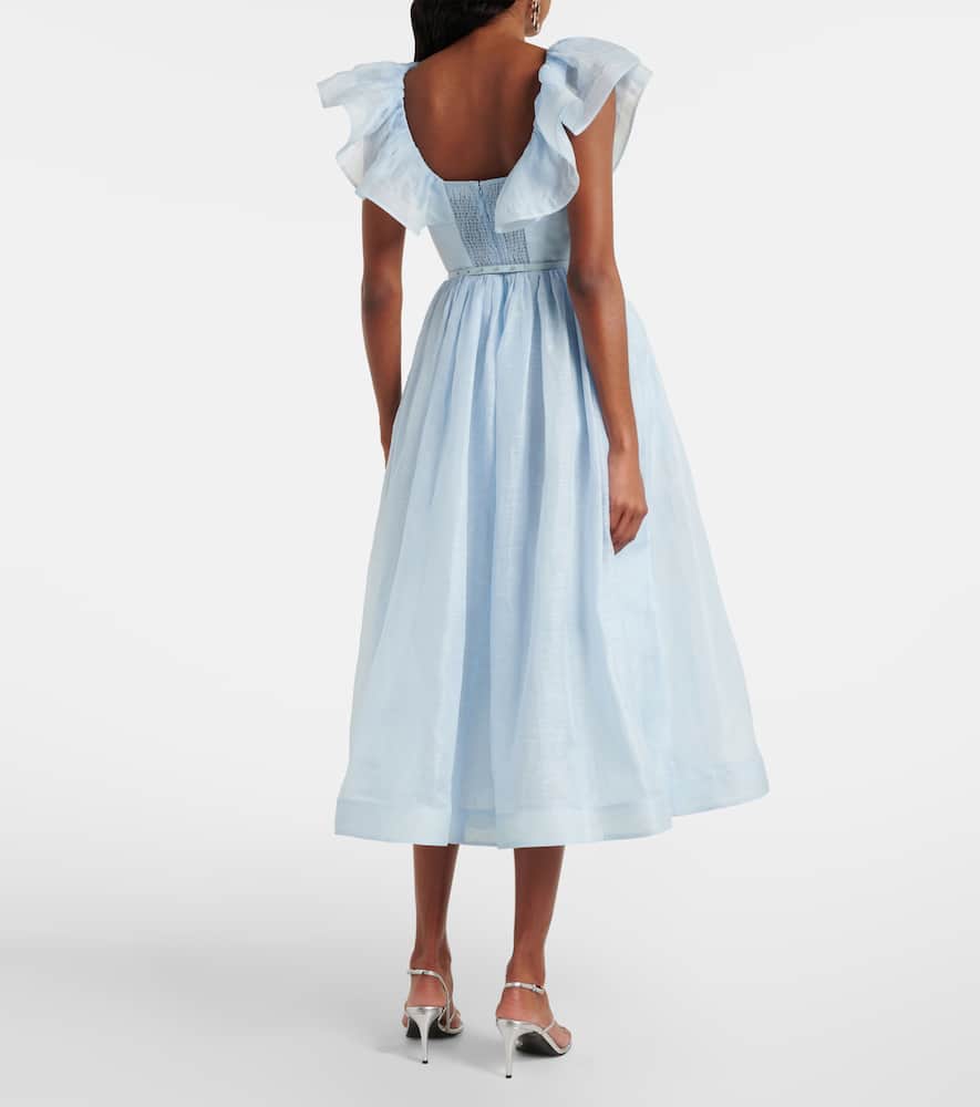 Dawning linen and silk midi dress