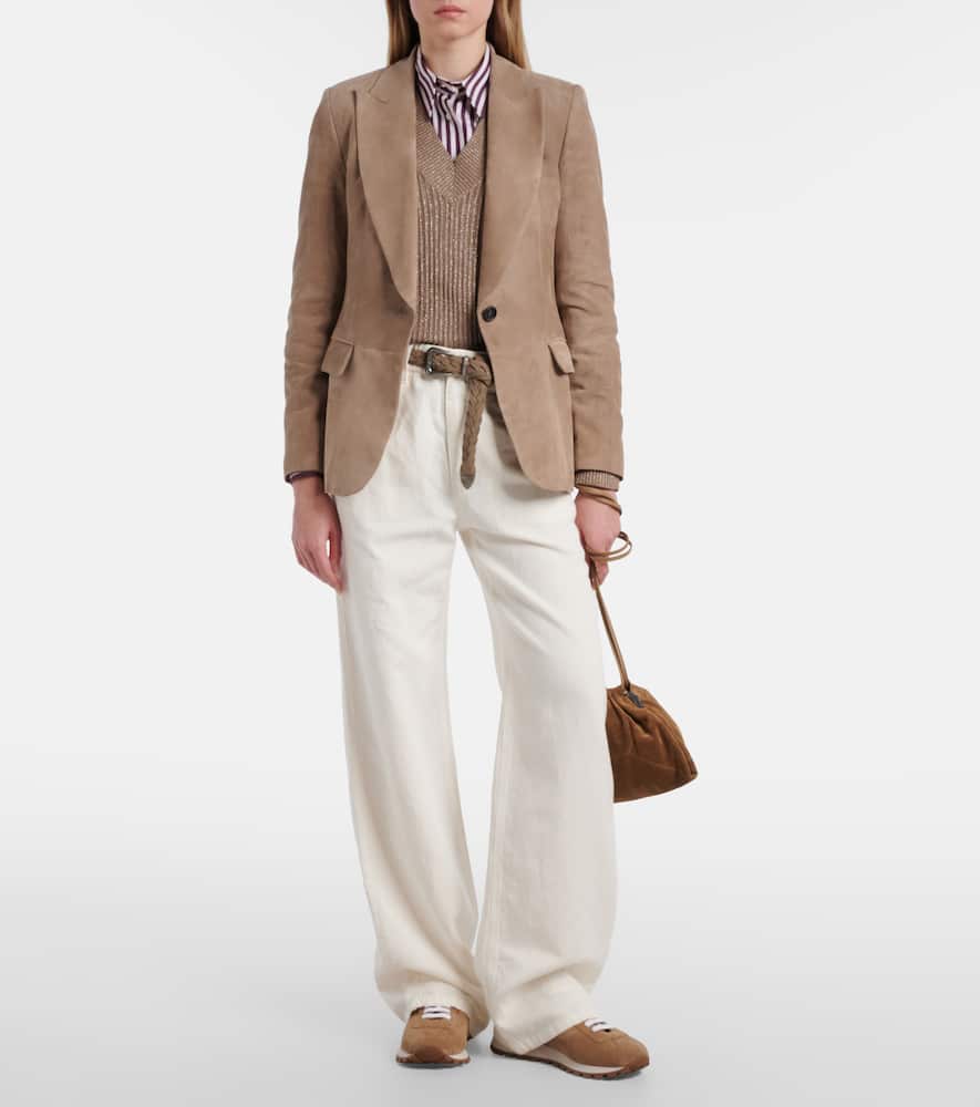Cotton and linen wide-leg pants
