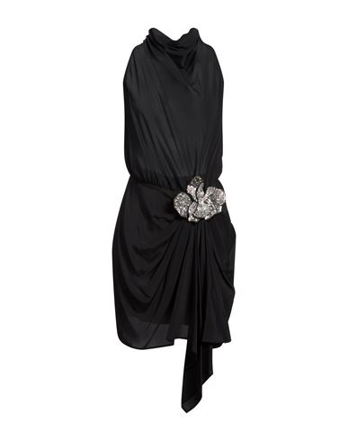 Woman Mini dress Black Size 10 Acrylic, Silk, Elastane