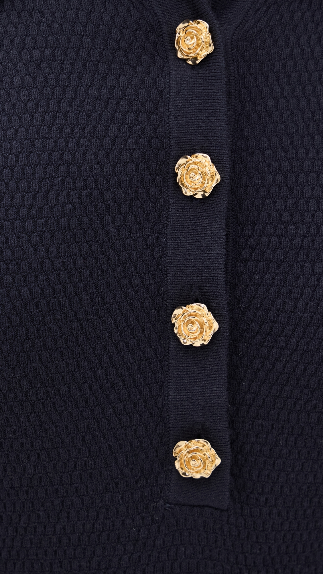 Sterling Jewel Button Collar Sweater Midnight/Gold Rose