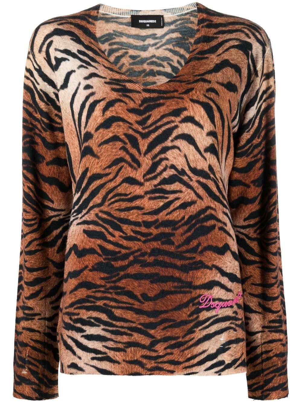 Leopard-print knitted jumper - Brown