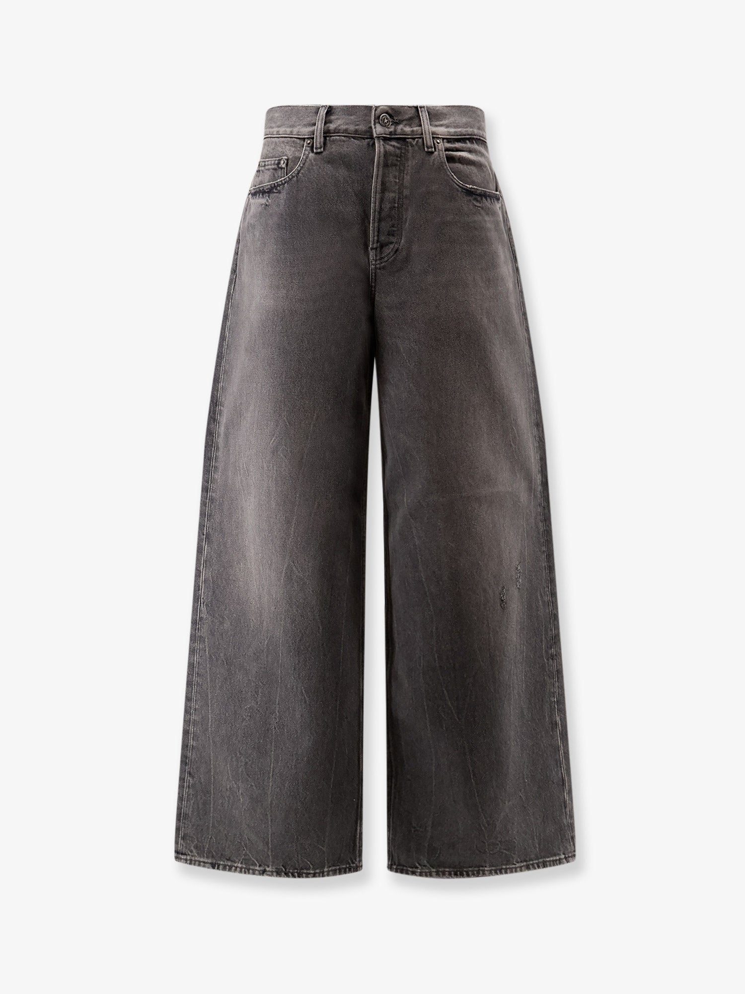 Wide-Leg Cotton Jeans — Gray