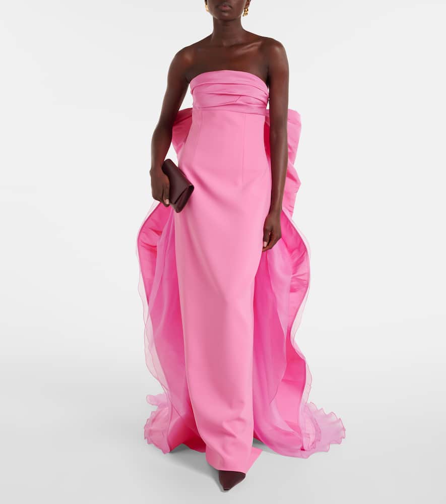 Bow-detail strapless crêpe gown