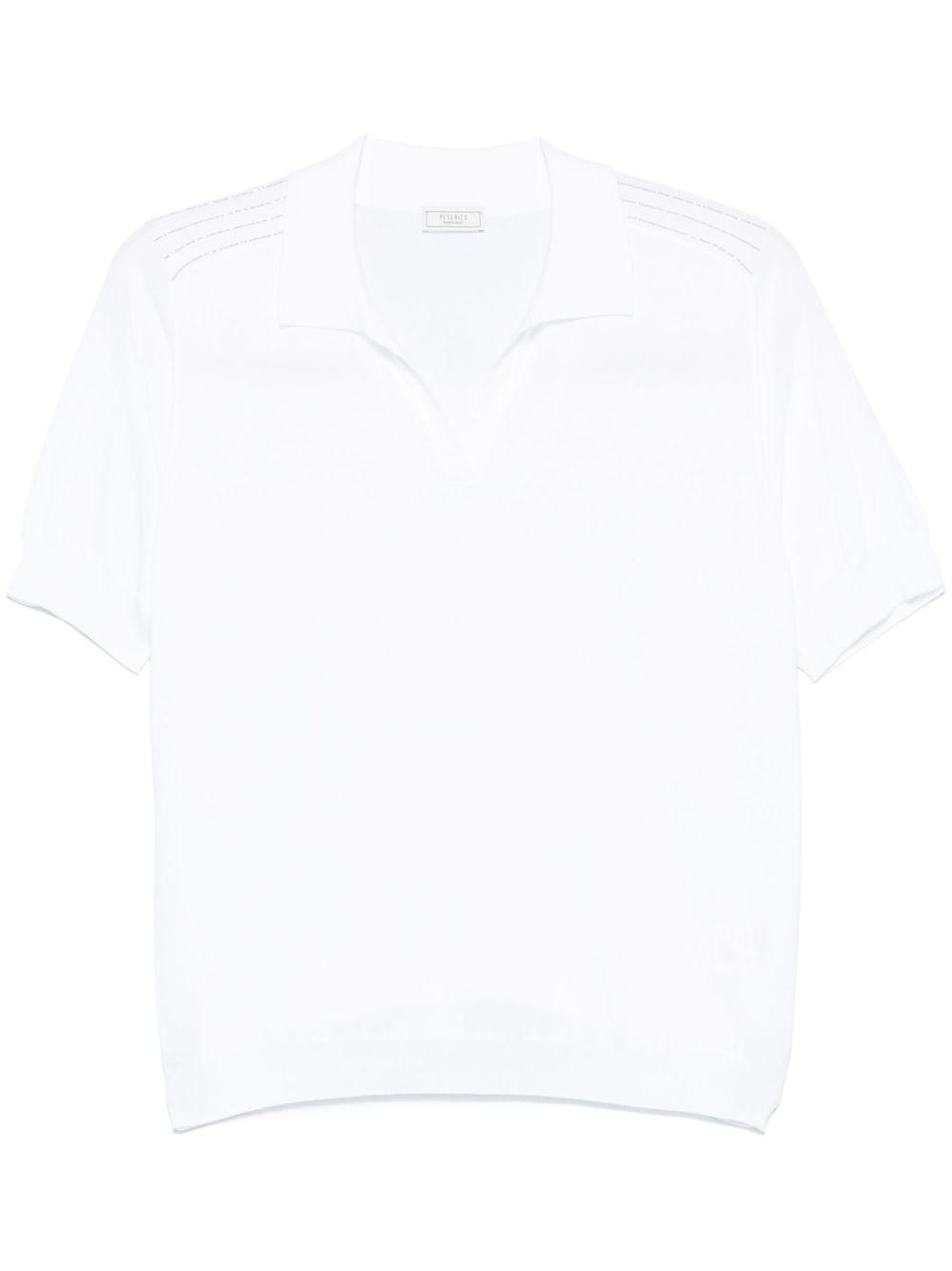 Fine-knit polo top - White