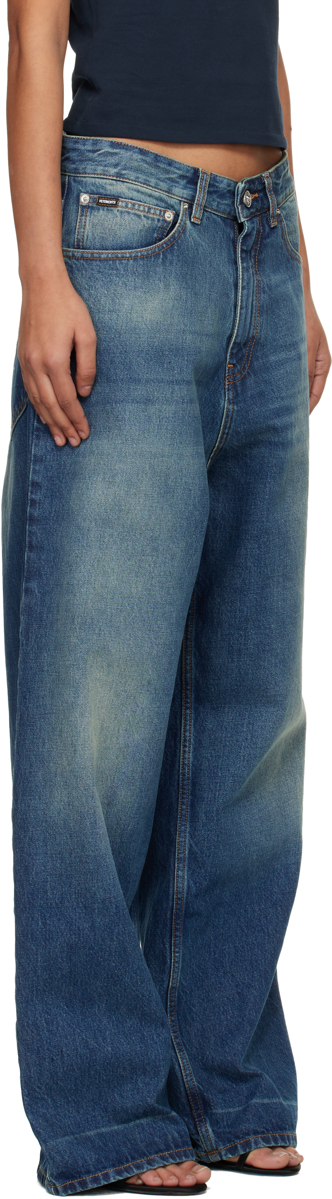 Navy Washed Baggy Jeans