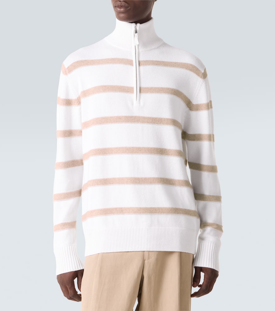Striped cotton and cashmere sweater