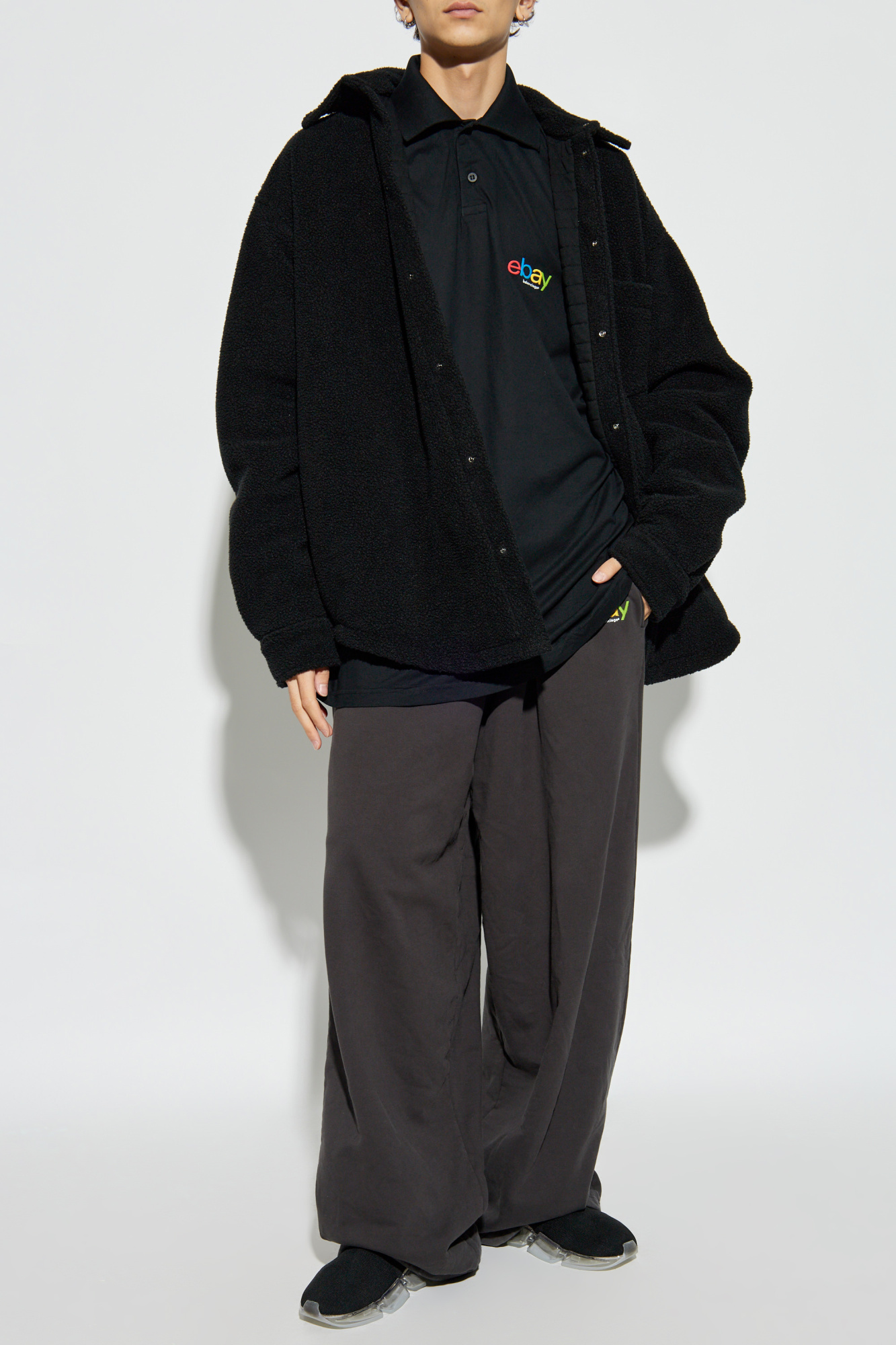 Padded Shirt In Oversize Style, Men's, Black