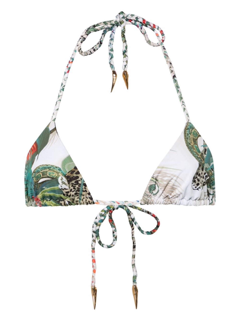 Jungle-print bikini top - Green