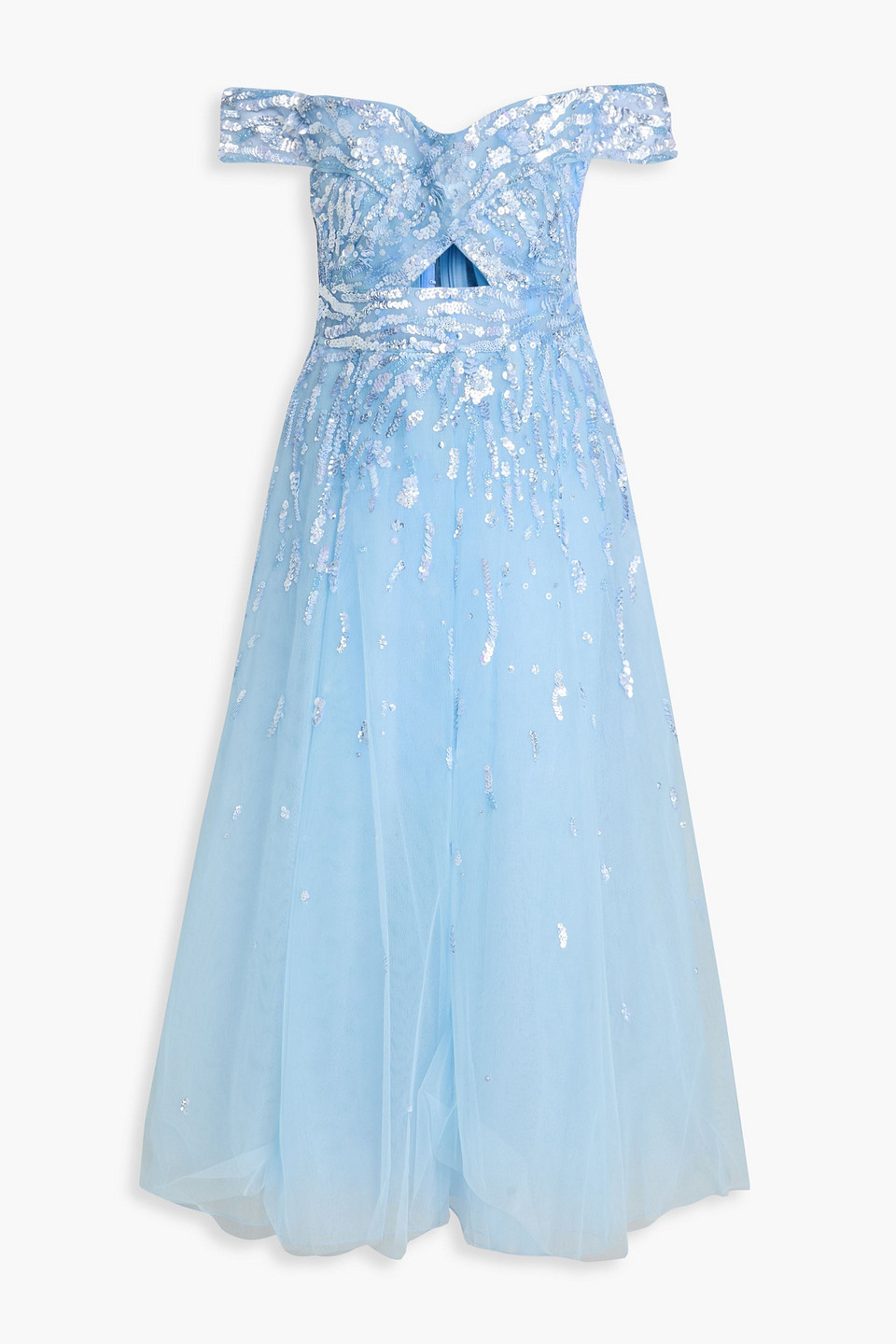 Off-the-shoulder embellished tulle gown - Blue - FR 44