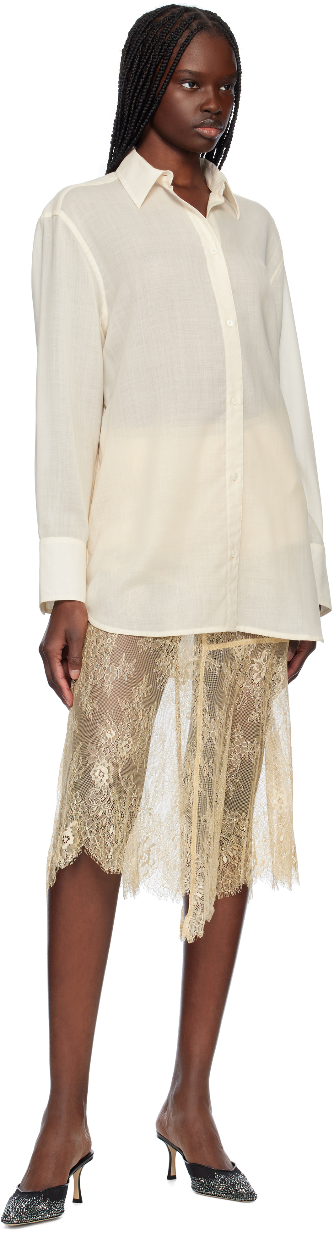 Stand Studio Beige Mathilde Midi Skirt