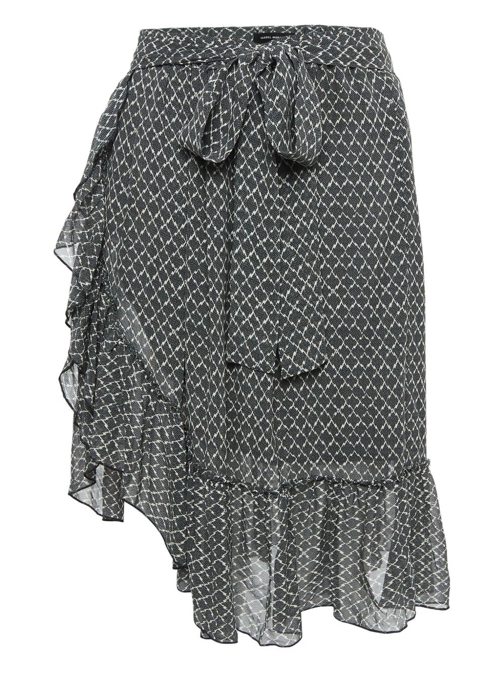 Pre-owned asymmetrical ruffled skirt - Black