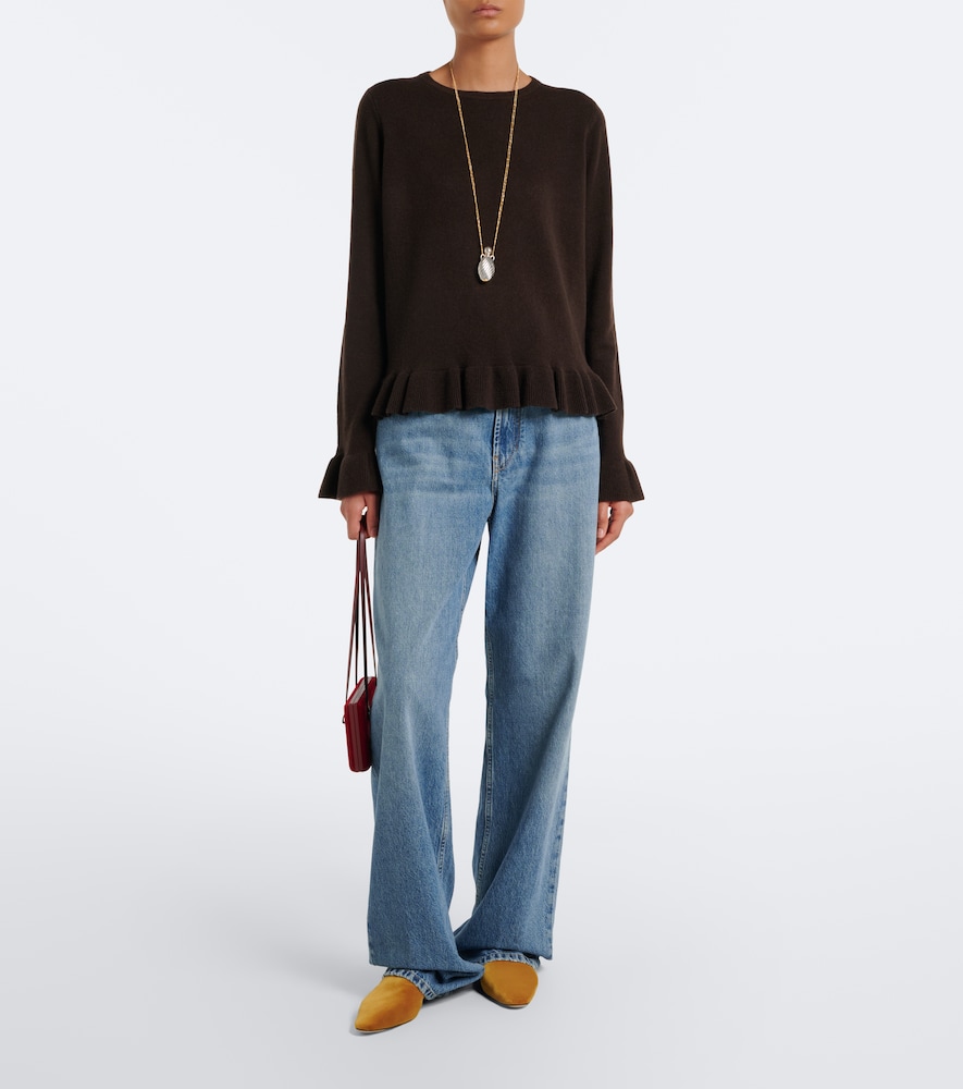 Ruffled virgin wool and cashmere sweater