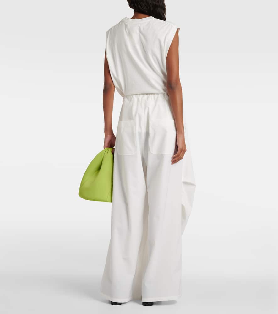 Mid-rise twill wide-leg pants