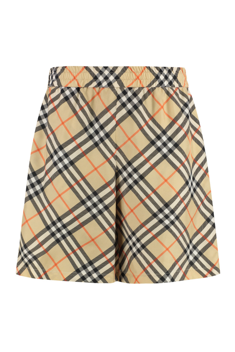 Beige Checks Shorts