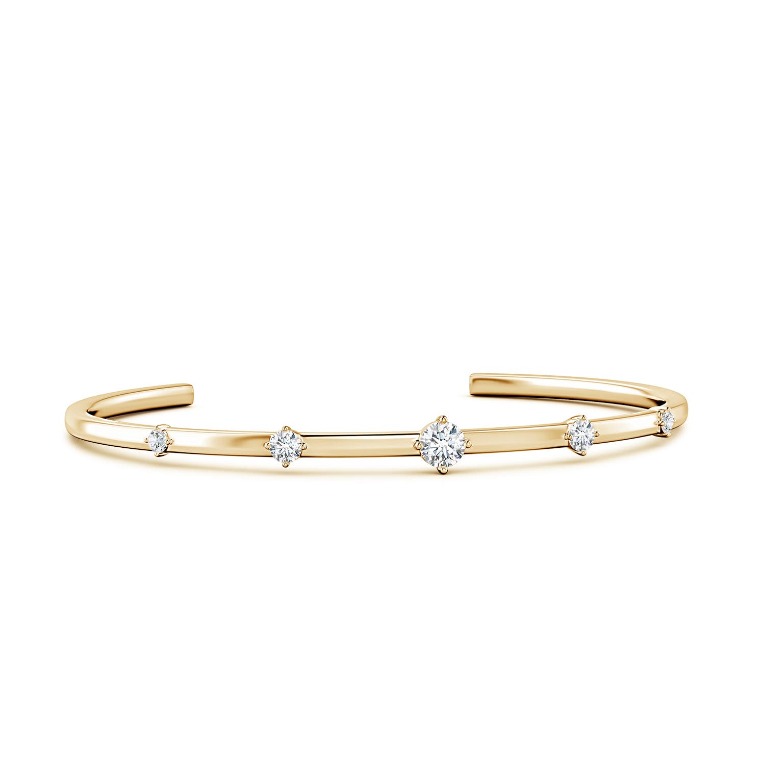 Angara 0.93 CTW Five-Stone Round Lab-Grown Diamond Station Cuff Bracelet in 18K Yellow Gold