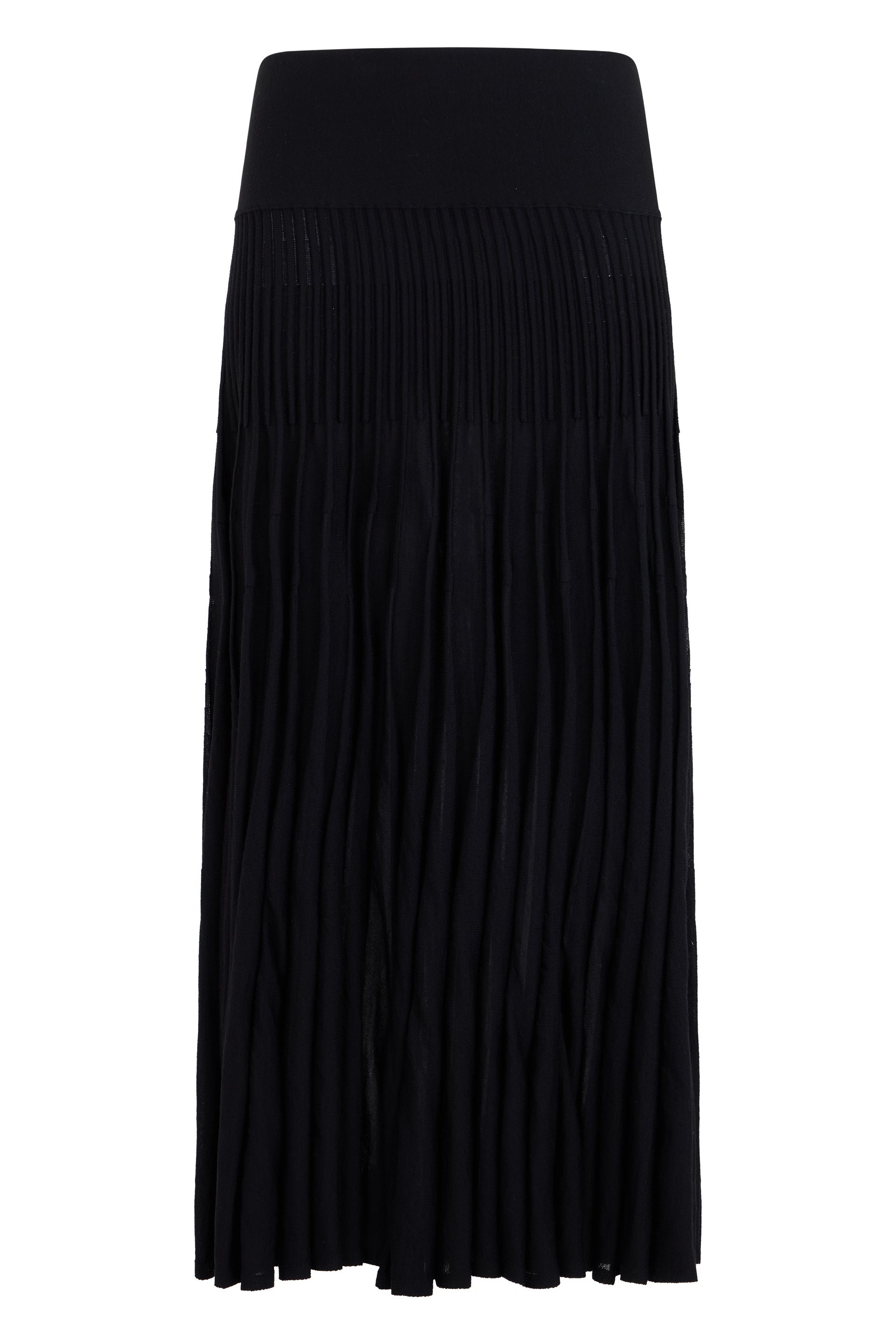 Pleated Virgin Wool Skirt — Black