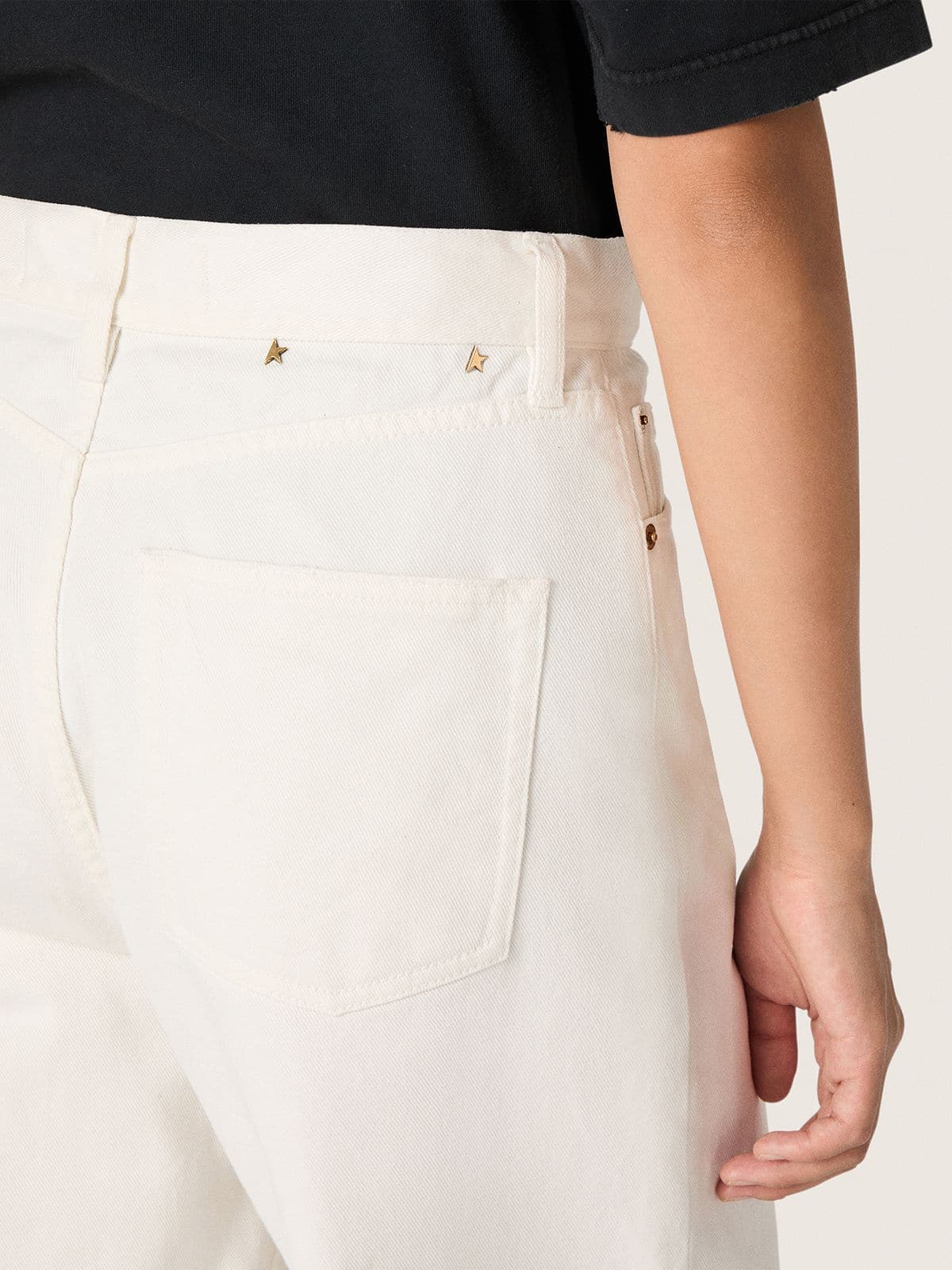 Golden Goose - Golden Women’s Boyfriend Jeans In Optical White Bull Denim, Woman