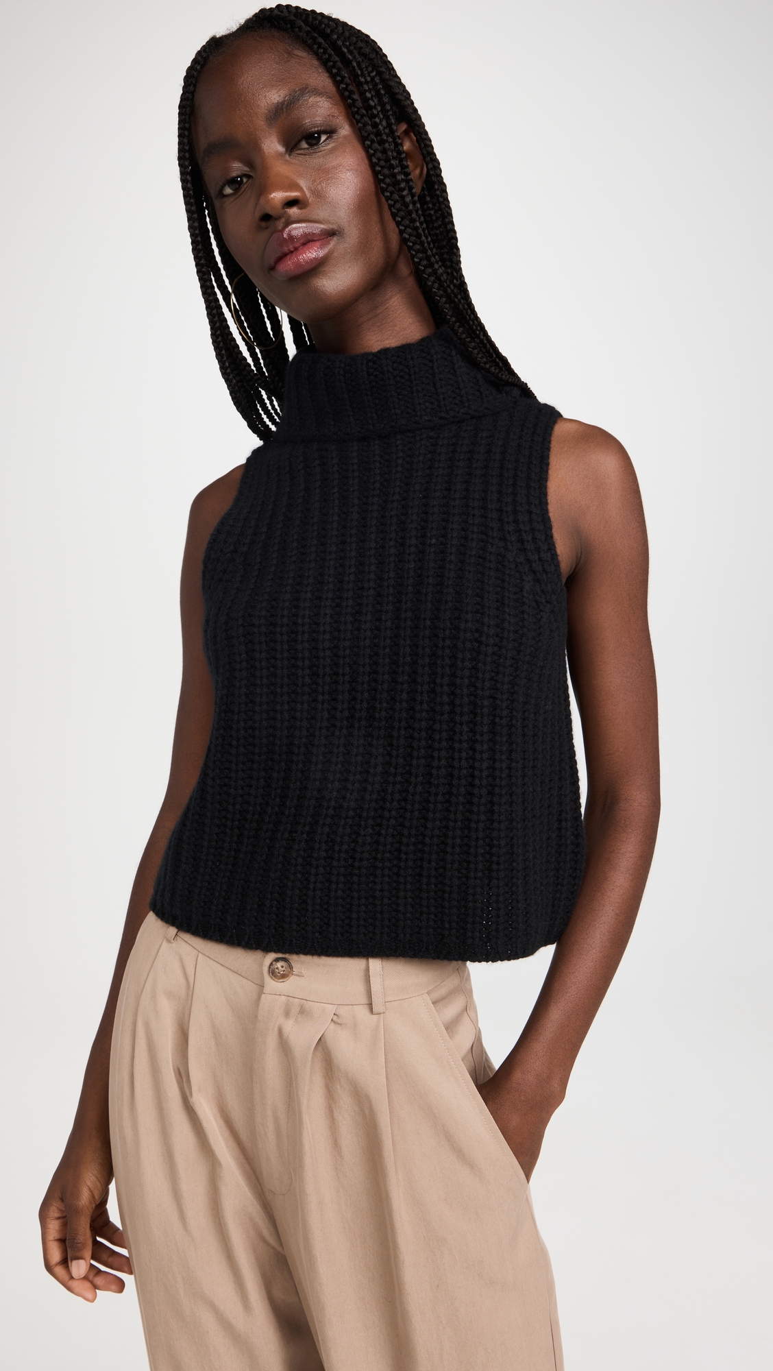 Saige Cropped Cashmere Sweater Black